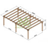Pergola autoportée Marsella en bois laminé collé de 40 m² - 8 x 5 m – Sans toiture