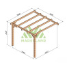 Pergola adossée Andorra en bois laminé collé de 9 m² - 3 x 3 m – Sans toiture
