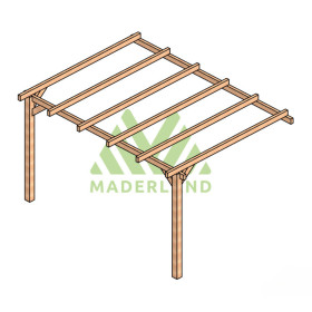 Pergola adossée Andorra en bois lamellé-collé de 12 m² - 4 x 3 m – Sans toiture