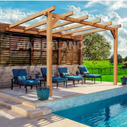 Pergola adossée Andorra en bois laminé collé de 12 m² - 4 x 3 m – Sans toiture
