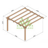 Pergola adossée Andorra en bois laminé collé de 16 m² - 4 x 4 m – Sans toiture