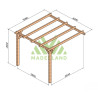 Pergola adossée Cadiz en bois laminé collé de 9 m² - 3 x 3 m – Sans toiture