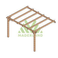 Pergola adossée Cadiz en bois laminé collé de 12 m² - 4 x 3 m – Sans toiture