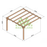Pergola adossée Cadiz en bois laminé collé de 16 m² - 4 x 4 m – Sans toiture