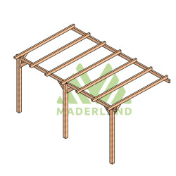Pergola adossée Cadiz en bois laminé collé de 15 m² - 5 x 3 m – Sans toiture