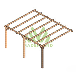 Pergola adossée Cadiz en bois laminé collé de 20 m² - 5 x 4 m – Sans toiture