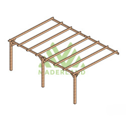 Pergola adossée Cadiz en bois laminé collé de 24 m² - 6 x 4 m – Sans toiture
