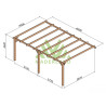 Pergola adossée Cadiz en bois laminé collé de 24 m² - 6 x 4 m – Sans toiture