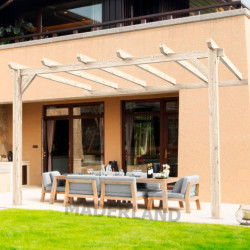 Pergola adossée Cadiz en bois laminé collé de 24 m² - 6 x 4 m – Sans toiture