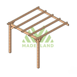 Pergola adossée Palma en bois laminé collé de 9 m² - 3 x 3 m – Sans toiture