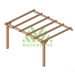 Pergola adossée Palma en bois laminé collé de 12 m² - 4 x 3 m – Sans toiture