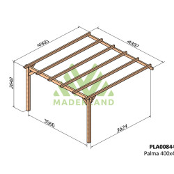 Pergola adossée Palma en bois laminé collé de 16 m² - 4 x 4 m – Sans toiture