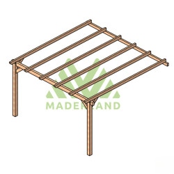 Pergola adossée Palma en bois laminé collé de 16 m² - 4 x 4 m – Sans toiture