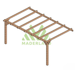Pergola adossée Palma en bois laminé collé de 15 m² - 5 x 3 m – Sans toiture