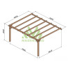 Pergola adossée Palma en bois laminé collé de 20 m² - 5 x 4 m – Sans toiture