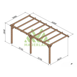 Pergola adossée Palma en bois laminé collé de 18 m² - 6 x 3 m – Sans toiture