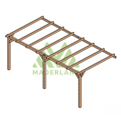 Pergola adossée Palma en bois laminé collé de 18 m² - 6 x 3 m – Sans toiture