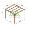 Pergola adossée Burgos en bois laminé collé de 9 m² - 3 x 3 m – Sans toiture