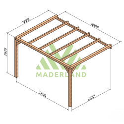 Pergola adossée Burgos en bois laminé collé de 12 m² - 4 x 3 m – Sans toiture