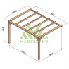 Pergola adossée Burgos en bois laminé collé de 12 m² - 4 x 3 m – Sans toiture