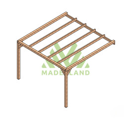 Pergola adossée Burgos en bois laminé collé de 16 m² - 4 x 4 m – Sans toiture