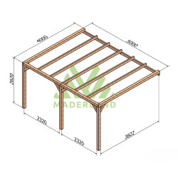 Pergola adossée Burgos en bois laminé collé de 20 m² - 5 x 4 m – Sans toiture