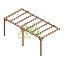 Pergola adossée Burgos en bois laminé collé de 18 m² - 6 x 3 m – Sans toiture