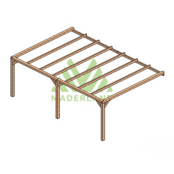Pergola adossée Burgos en bois laminé collé de 24 m² - 6 x 4 m – Sans toiture