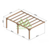 Pergola adossée Burgos en bois laminé collé de 24 m² - 6 x 4 m – Sans toiture