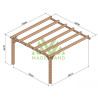 Pergola adossée Sevilla en bois laminé collé de 12 m² - 4 x 4 m – Sans toiture