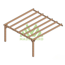Pergola adossée Sevilla en bois laminé collé de 25 m² - 5 x 5 m – Sans toiture