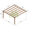 Pergola adossée Sevilla en bois laminé collé de 25 m² - 5 x 5 m – Sans toiture