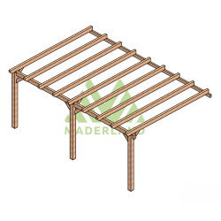 Pergola adossée Sevilla en bois laminé collé de 24 m² - 6 x 4 m – Sans toiture