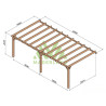 Pergola adossée Sevilla en bois laminé collé de 32 m² - 8 x 4 m – Sans toiture