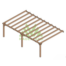 Pergola adossée Sevilla en bois laminé collé de 40 m² - 8 x 5 m – Sans toiture