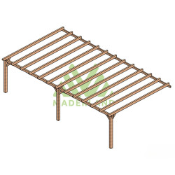 Pergola adossée Sevilla en bois laminé collé de 45 m² - 9 x 5 m – Sans toiture