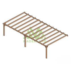 Pergola adossée Sevilla en bois laminé collé de 50 m² - 10 x 5 m – Sans toiture