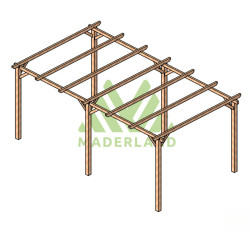 Abri de voiture Rio en bois massif traité autoclave de 15,3 m² - 5 ,1 x 3 m – Sans toiture