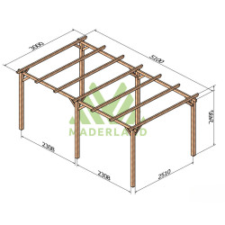 Abri de voiture Rio en bois massif traité autoclave de 15,3 m² - 5 ,1 x 3 m – Sans toiture
