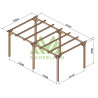 Abri de voiture Rio en bois massif traité autoclave de 15,3 m² - 5 ,1 x 3 m – Sans toiture