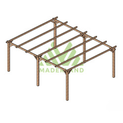 Abri de voiture Rio en bois massif traité autoclave de 21,4 m² - 5 ,1 x 4,2 m – Sans toiture