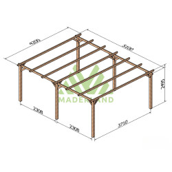 Abri de voiture Rio en bois massif traité autoclave de 21,4 m² - 5 ,1 x 4,2 m – Sans toiture