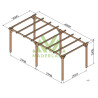 Abri de voiture Rio en bois massif traité autoclave de 18 m² - 6 x 3 m – Sans toiture