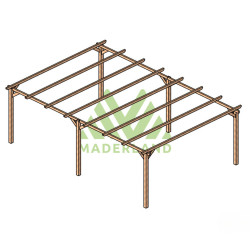 Abri de voiture Rio en bois massif traité autoclave de 25,2 m² - 6 x 4,2 m – Sans toiture