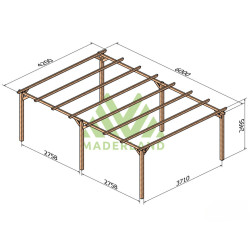 Abri de voiture Rio en bois massif traité autoclave de 25,2 m² - 6 x 4,2 m – Sans toiture