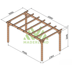 Abri de voiture Badajoz en bois laminé collé de 15 m² - 5 x 3 m – Sans toiture