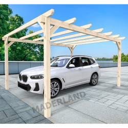 Abri de voiture Badajoz en bois laminé collé de 15 m² - 5 x 3 m – Sans toiture