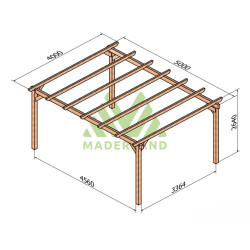 Abri de voiture Badajoz en bois laminé collé de 20 m² - 5 x 4 m – Sans toiture