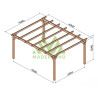 Abri de voiture Badajoz en bois laminé collé de 20 m² - 5 x 4 m – Sans toiture