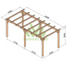 Abri de voiture Badajoz en bois laminé collé de 18 m² - 6 x 3 m – Sans toiture